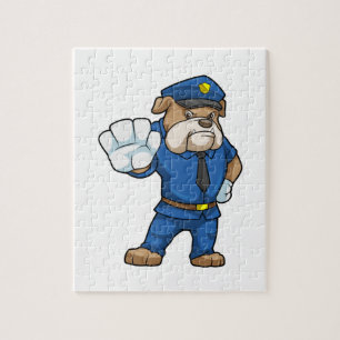 Puzzle Perro como oficial de policía con uniforme