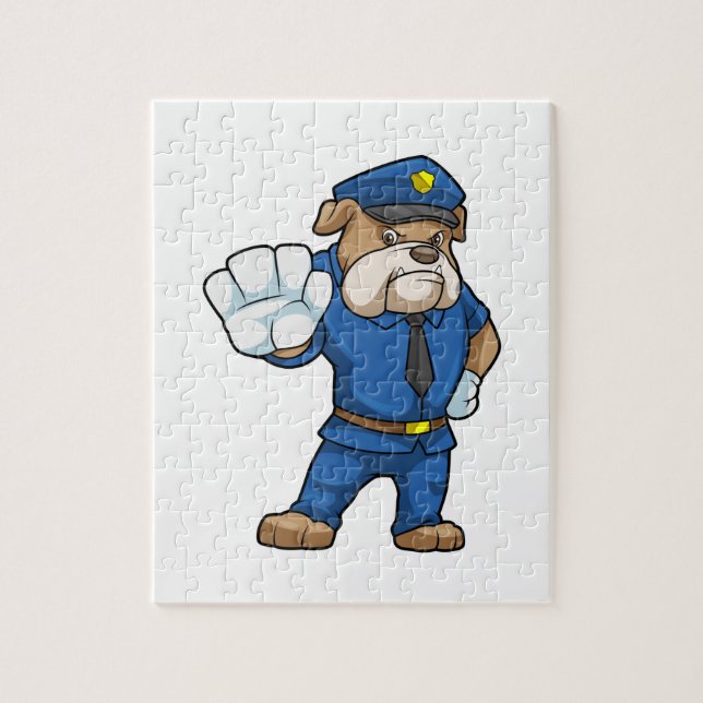 Puzzle Perro como oficial de policía con uniforme (Vertical)
