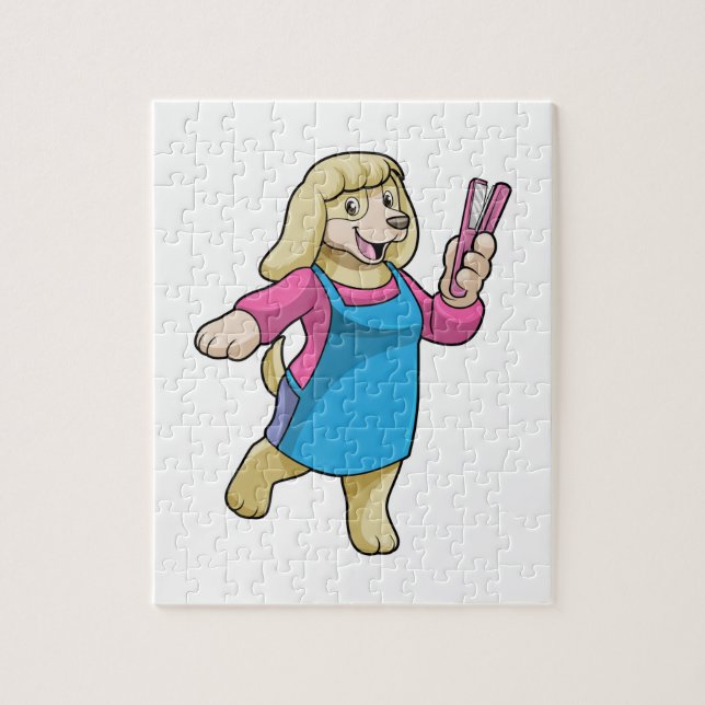 Puzzle Perro como peluquero con comb (Vertical)