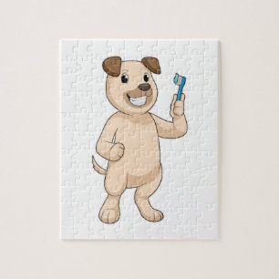 Puzzle Perro con cepillo de dientes