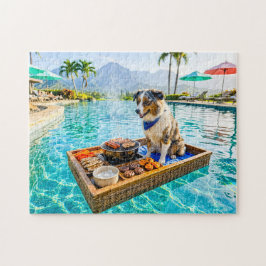 Puzzle Perro con flotador de parrilla para barbacoa