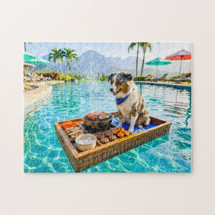 Puzzle Perro con flotador de parrilla para barbacoa