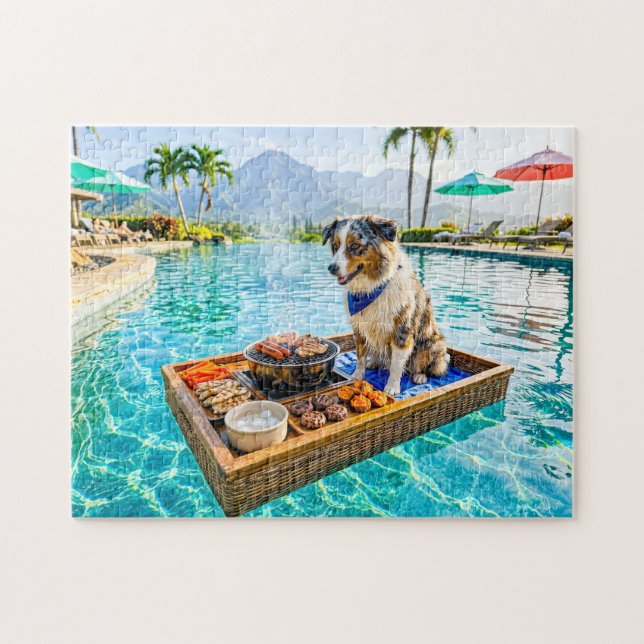 Puzzle Perro con flotador de parrilla para barbacoa (Horizontal)