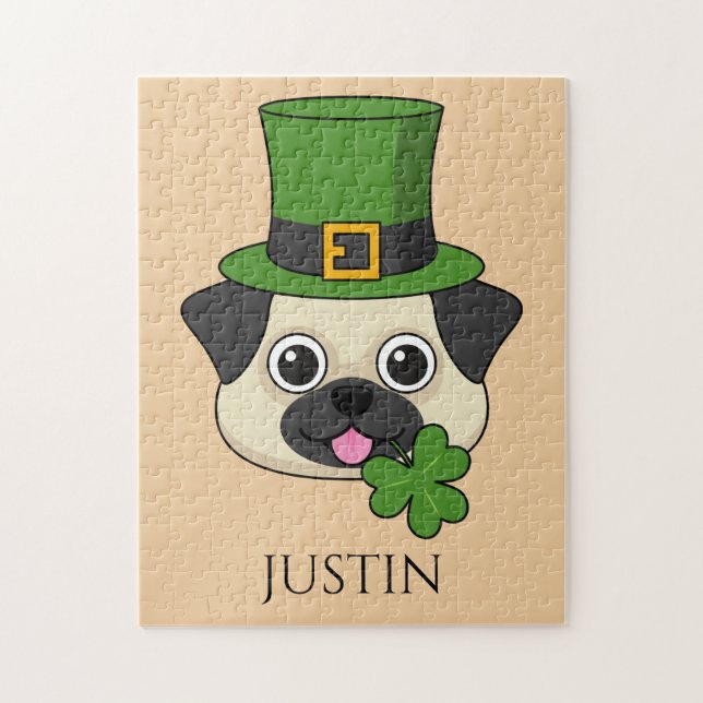 Puzzle Perro con Gorra y Shamrock St Patrick's | Personal (Vertical)