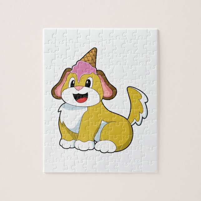 Puzzle Perro con helado Waffle (Vertical)