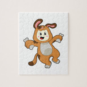 Puzzle Perro con hueso como conejo