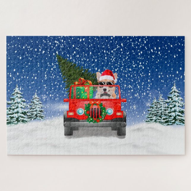 Puzzle Perro Corgi con regalos de Navidades (Horizontal)