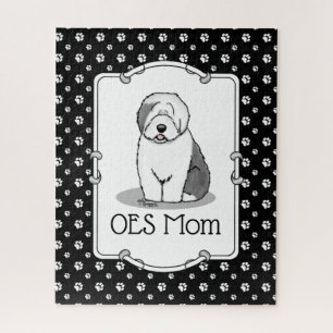 Puzzle Perro Cute OES Mamá Sheepdog Inglés Viejo (Gris 1)