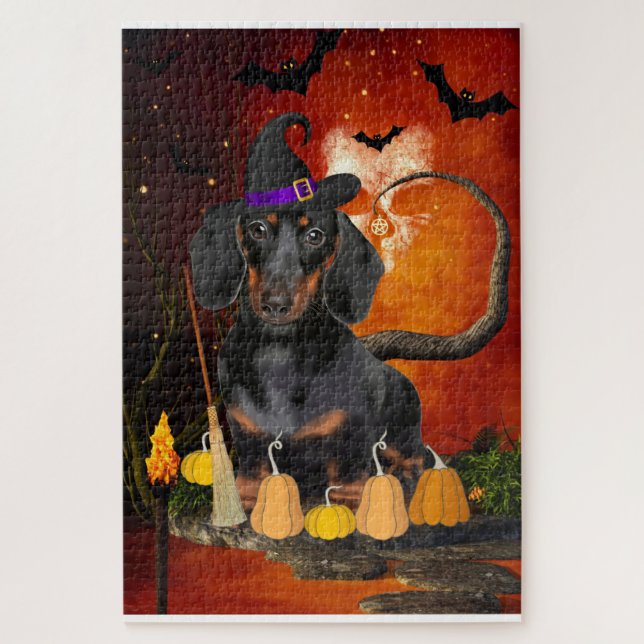 Puzzle Perro Dachshund de Halloween (Vertical)