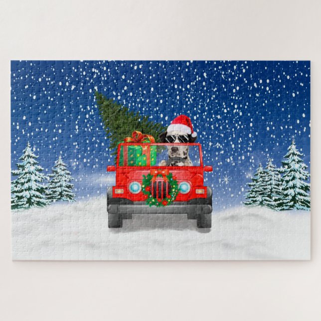 Puzzle perro dálmata con regalos de Navidad (Horizontal)
