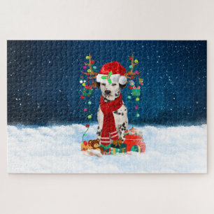 Puzzle Perro dálmata con regalos de Navidad