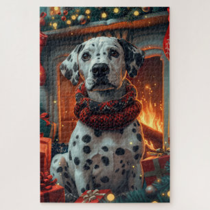 Puzzle Perro Dálmata Con Regalos De Navidad Chimenea
