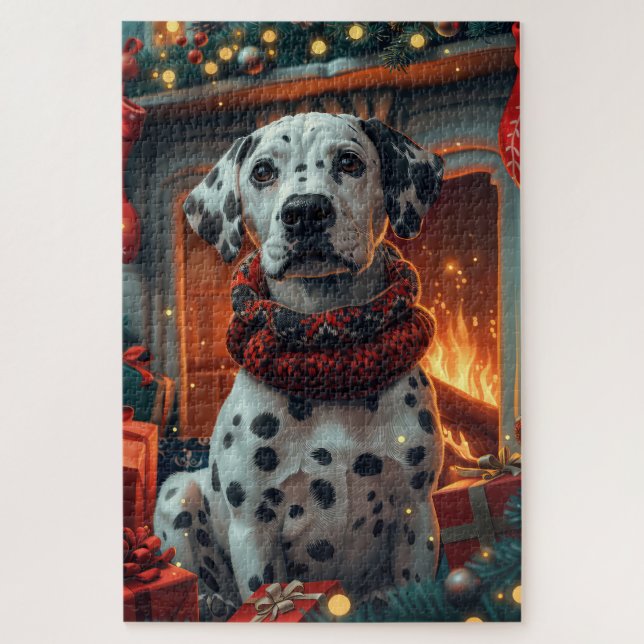 Puzzle Perro Dálmata Con Regalos De Navidad Chimenea (Vertical)