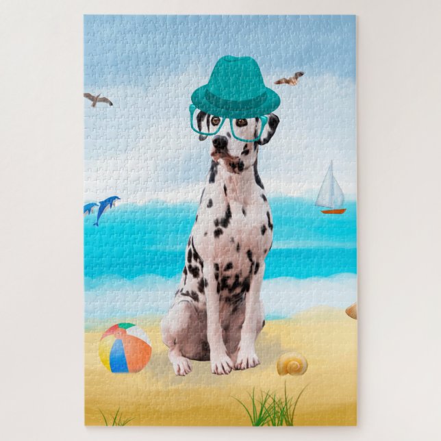 Puzzle Perro dálmata en la playa (Vertical)