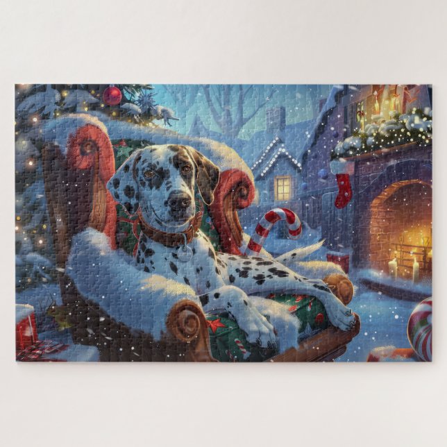 Puzzle Perro dálmata navideño festivo (Horizontal)