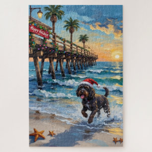 Puzzle Perro de Agua Portugués Paseo Marítimo de Navidad