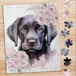 Puzzle Perro de cachorro de raza negra recuperador de lab<br><div class="desc">Disfrute de una tarde relajante con este adorable cachorro labrador negro. ¡Este rompecabezas de labrador de recuperación será divertido para hacer y dar horas de relajación!</div>