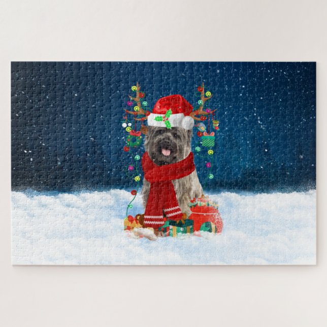 Puzzle Perro de Cairn Terrier con regalos de Navidades (Horizontal)