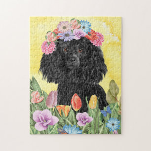 Puzzle Perro de cangrejo con primavera de flores