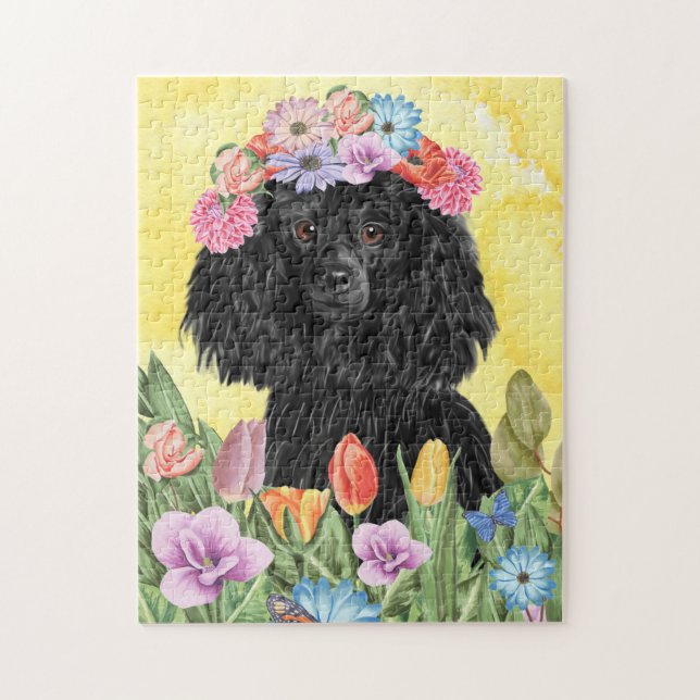 Puzzle Perro de cangrejo con primavera de flores (Vertical)