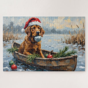 Puzzle Perro de caza de Navidad en barco Retriever de la