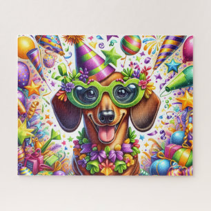 Puzzle Perro de Fiesta Colorido
