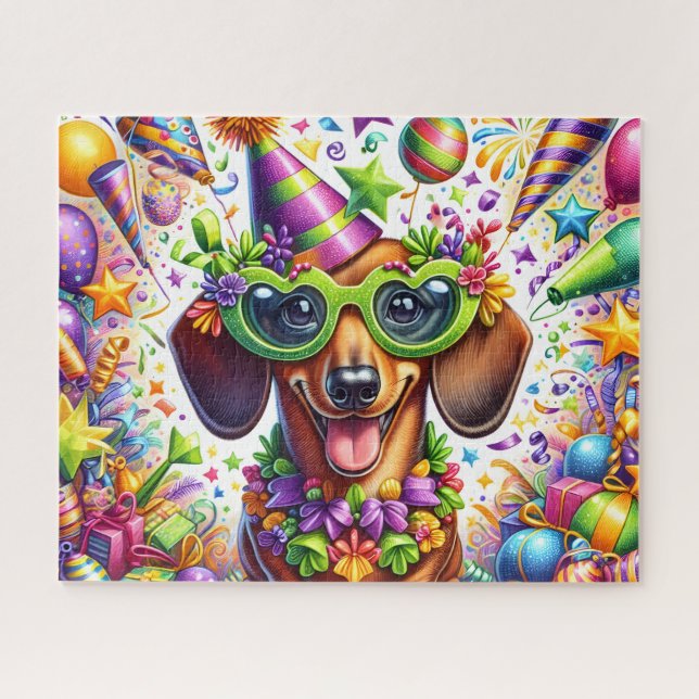 Puzzle Perro de Fiesta Colorido (Horizontal)