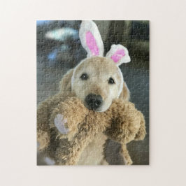 Puzzle Perro de Golden Retriever con orejas de conejito d