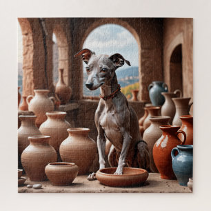 Puzzle Perro de Greyhound italiano en sala de alfarería