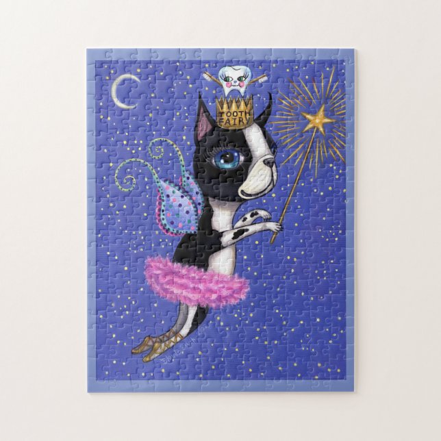 Puzzle Perro de hadas de dientes Perro de Boston Terrier  (Vertical)