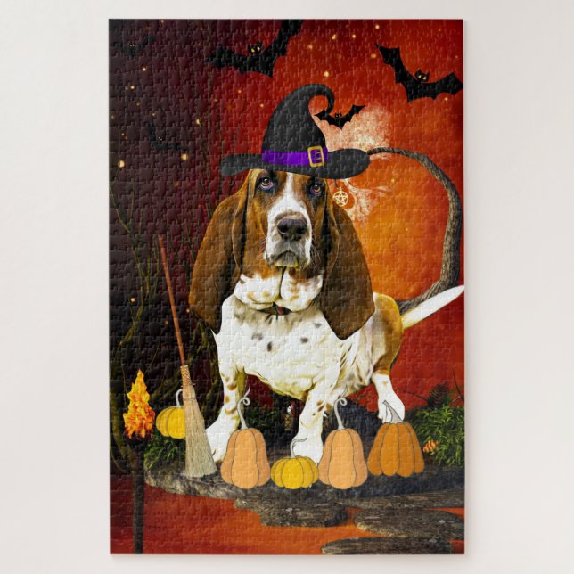 Puzzle Perro de Halloween Basset Hound (Vertical)