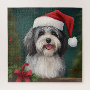 Puzzle Perro de Haván en Navidades de nieve