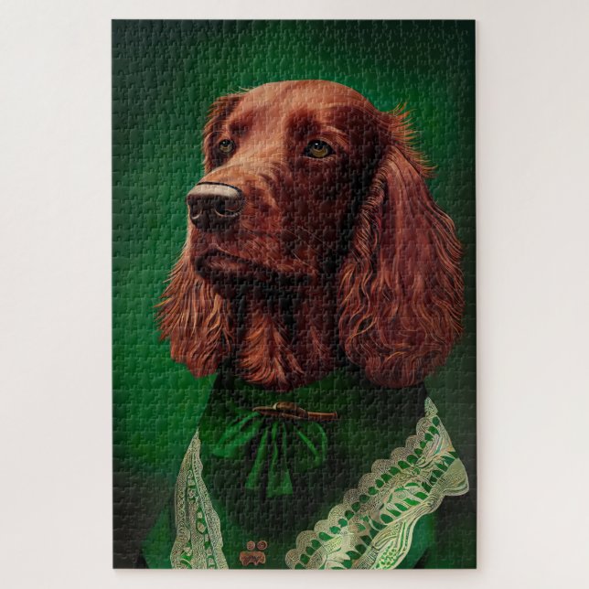 Puzzle Perro de la sepultura roja irlandesa con vestido d (Vertical)