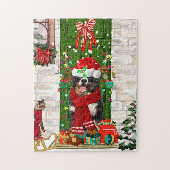 Puzzle Perro de montaña bernés Navidad  (Vertical)