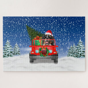 Puzzle Perro de montaña de Bernese con regalos de Navidad