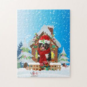 Puzzle Perro de montaña de Bernese con regalos de Navidad