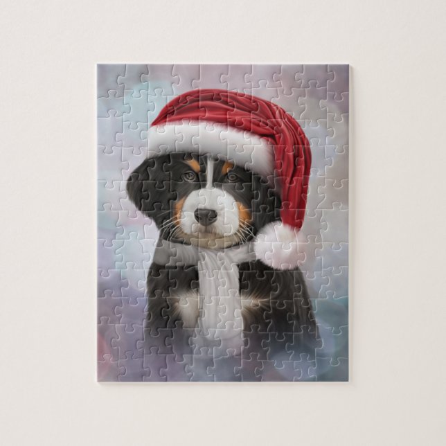 Puzzle perro de montaña de Bernese del perrito en el (Vertical)