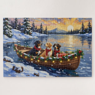 Puzzle Perro de montaña suizo grande Navidad Barco Fiesta
