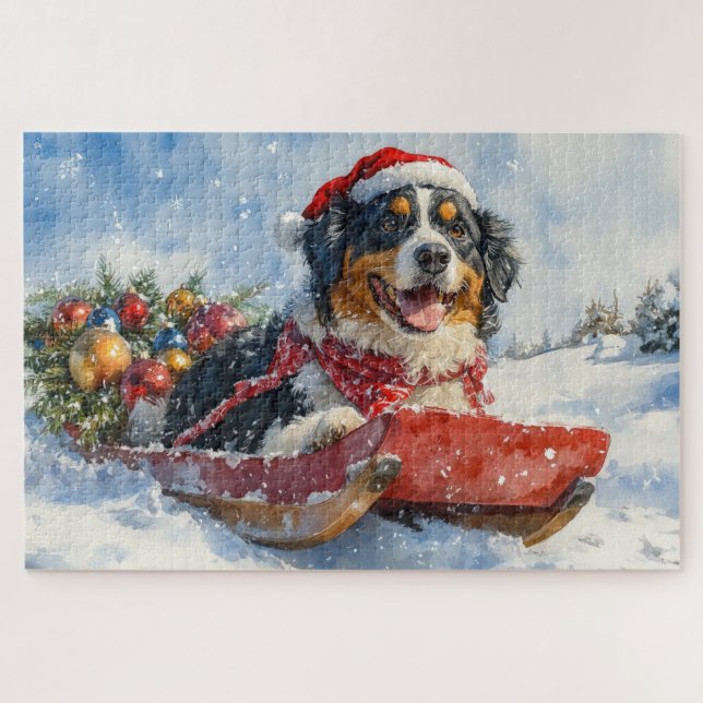 Puzzle Perro de montaña suizo mayor en Navidades sedantes (Horizontal)