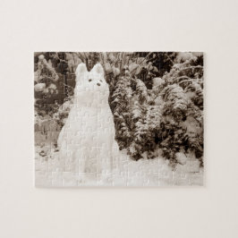 Puzzle perro de nieve akita divertido original