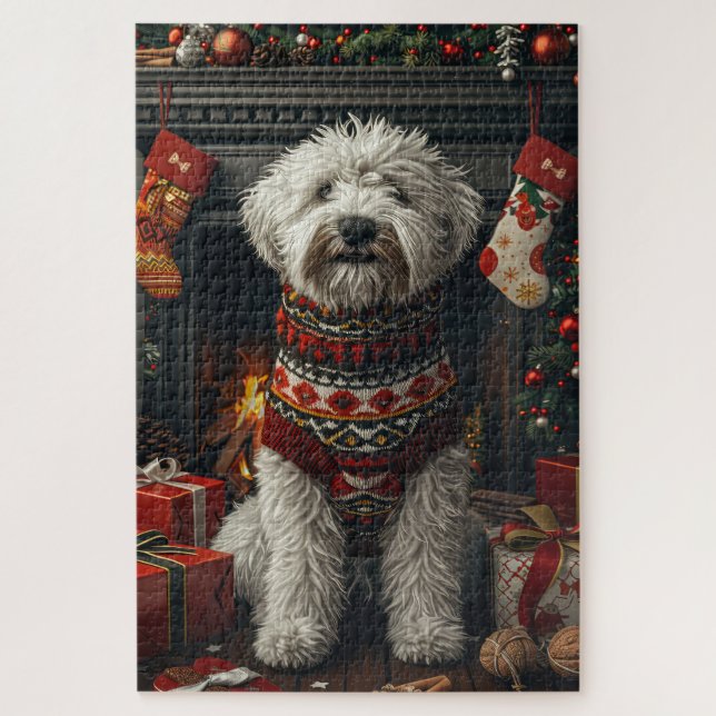 Puzzle Perro de oveja inglés antiguo con chimenea de rega (Vertical)
