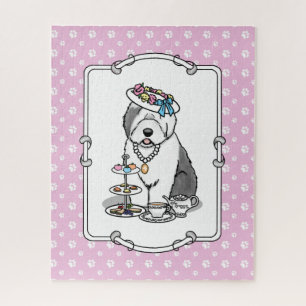 Puzzle Perro de oveja inglés viejo Fiesta de té de gitano
