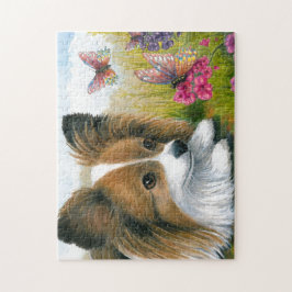 Puzzle Perro de Papillon del perro 123 con las mariposas