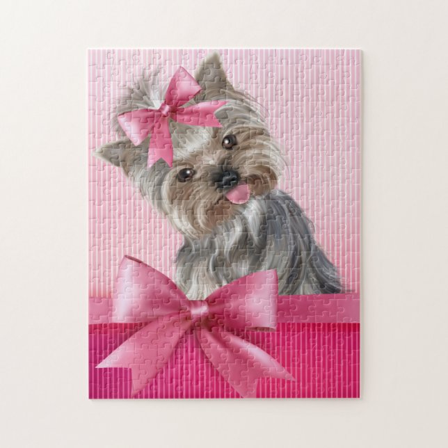 Puzzle Perro de perrito rosado de princesa Yorkie de (Vertical)