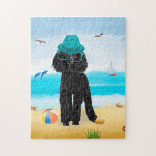 Puzzle Perro de perro cangrejo en la playa