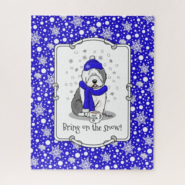 Puzzle Perro de perro de perro de perro viejo inglés azul (Vertical)