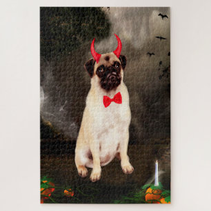 Puzzle Perro de pug con disfraz de Halloween