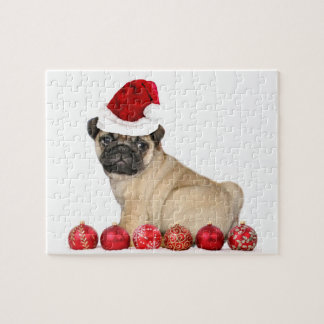 Puzzle Perro de pug de navidades