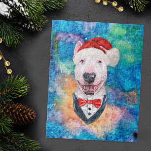 Puzzle Perro de raza Bull Terrier Navidad