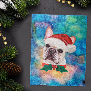 Puzzle Perro de raza Bulldog Francés Navidad